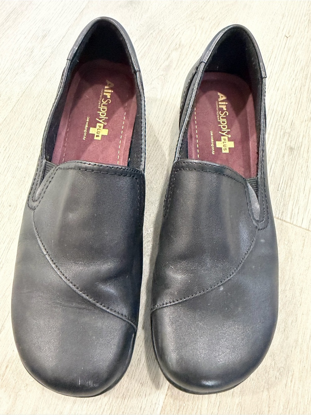 Women’s air supply plus Poppy Black leather Slip-On Comfort Shoes 7.5M